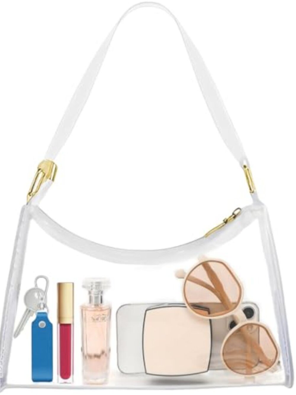 Clear PVC Stadium Approved Shoulder Bag Zipper Waterproof Purse for Concerts